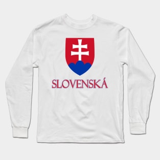 Slovakia (in Slovak) - Slovak Coat of Arms Design Long Sleeve T-Shirt